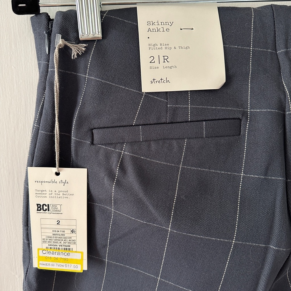 Navy Blue Plaid Pants
